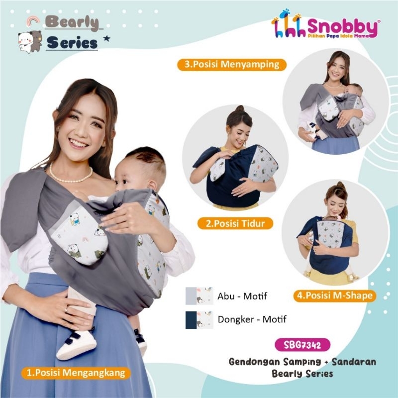 Snooby gendongan samping bayi+sandaran bearly series