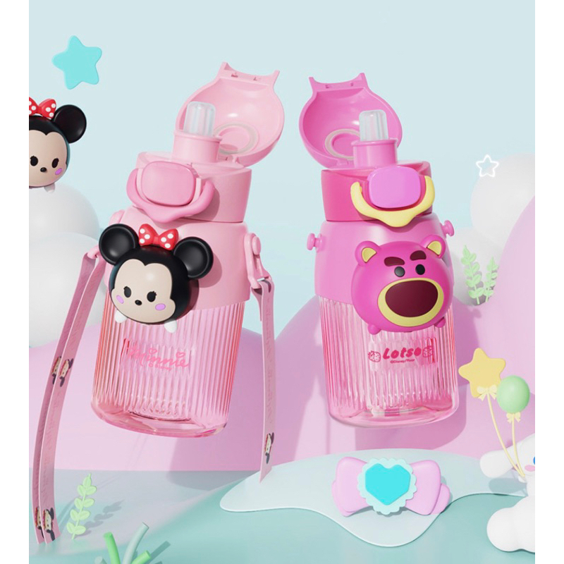 Botol Minum Tritan Mickey Minnie Elsa Teguk dan Sedot dalam satu tutup