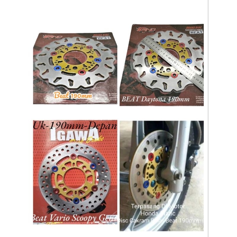 Piringan Disc Cakram Depan Scarlet Racing UK 190mm Standar PNP Motor Beat Pop Esp Carbu Dill All Beat Vario Old Carbu Vario110 Vario125 Vario150 Vario160 Genio Spacy Dill Lobang Baut4 pnp Scarlet Racing Original