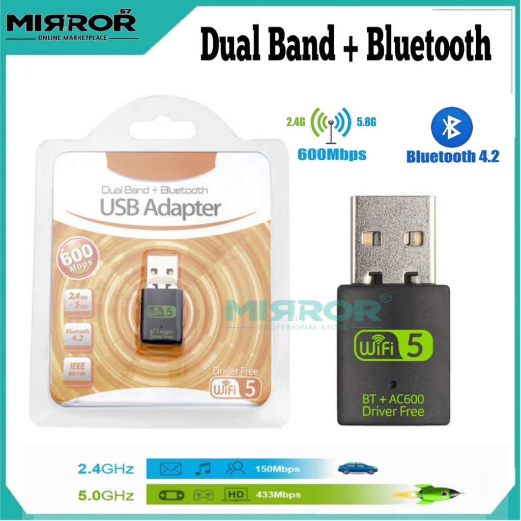 USB WiFi Adapter + Bluetooth Penerima Pemancar Sinyal Wifi 802.11AC 600Mbps Dual Band Chipset RTL8811CU