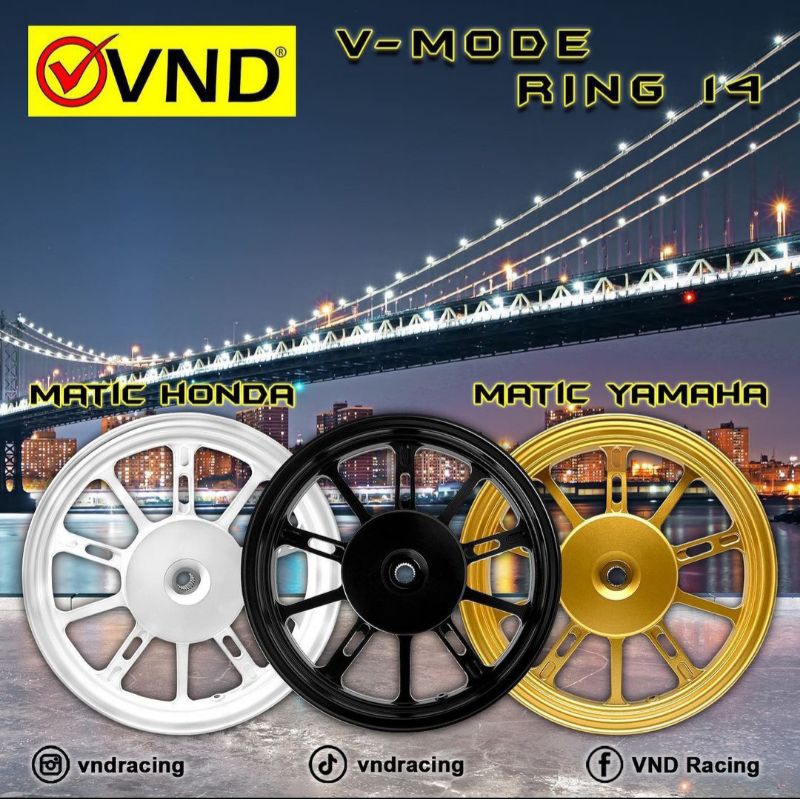 VELG V MODE PELEK RACING BEAT / SCOOPY / GENIO / SPACY / VARIO 110 UKURAN 14x185 & 14x215 ORIGINAL V