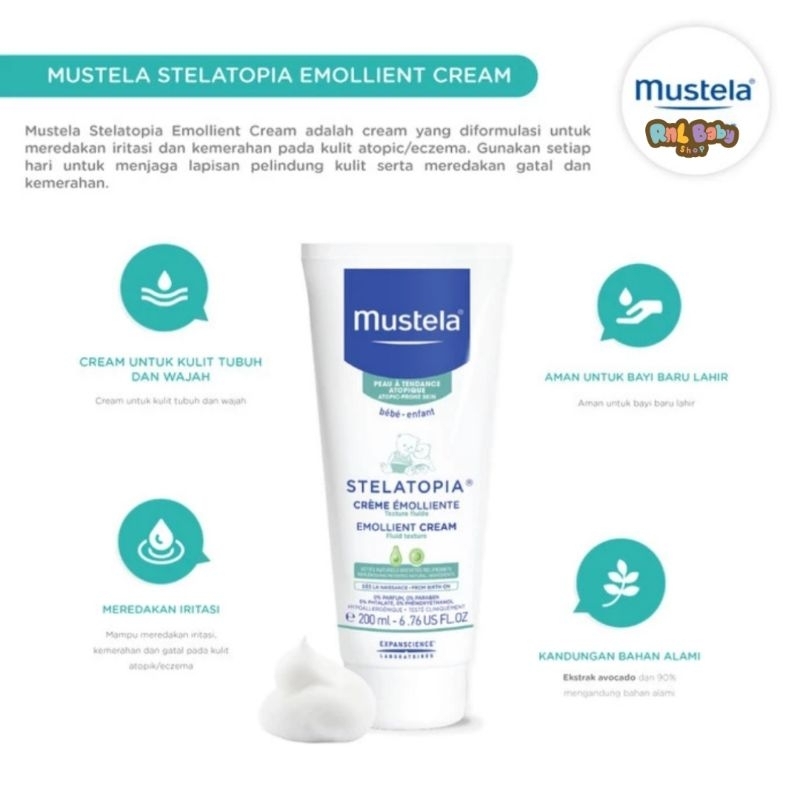 Mustela Stelatopia Emmolient Cream 200 ml - Lotion Bayi Kulit Atopik