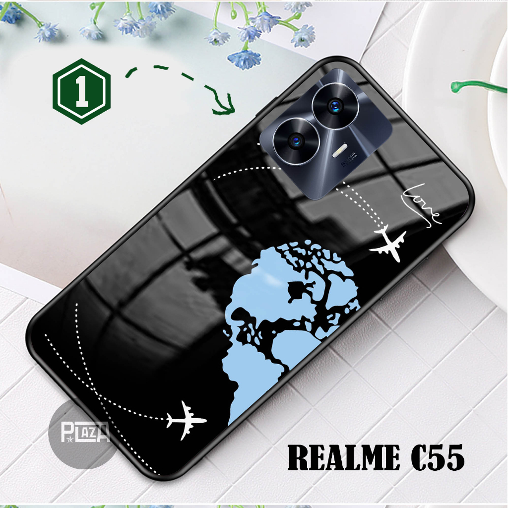 Softcase Glass Kaca COUPLE [K119] REALME C55 Terbaru Casing Handphone-Pelindung Handphone