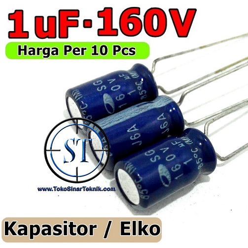 10PCS Elco Elko Kapasitor Capacitor  1/160 1uF/160 1/160V 1/160V 1uF/160 1/160V 1uf 160v  1 Mikro 160V Kecil Kualits Bagus Mengkilap isi 10 Buah