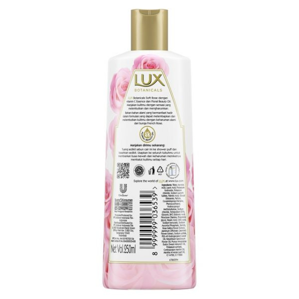 Lux Botanicals Body Wash Soft Rose Botol 250mL