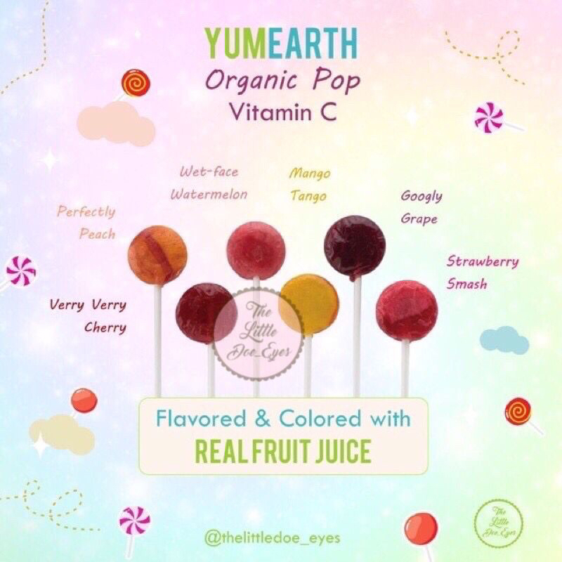 [READY] YUMEARTH Organic Pop Vitamin C / Sour ( YUM EARTH satuan) EXP 2024