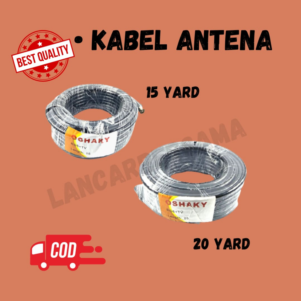 KABEL ANTENA PARABOLA 2 JACK 15YARD=13M,20 YARD=17M MURAH MERK OSHAKY