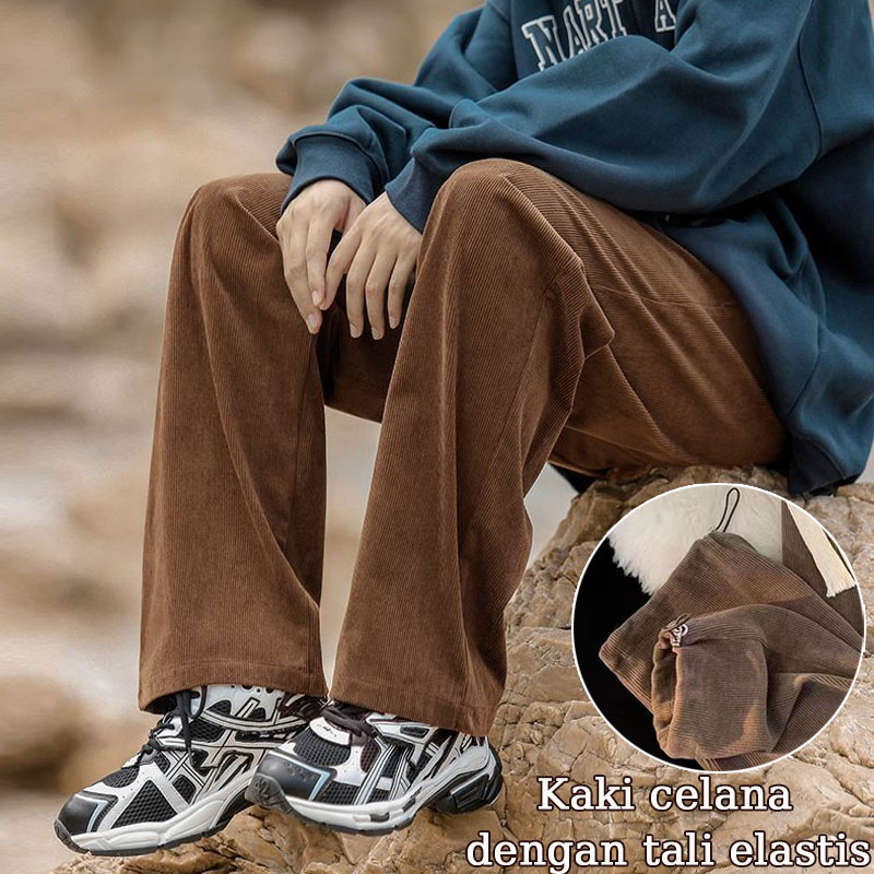 celana corduroy pria celana korean style pria ankle pants pria baggy pants celana chino panjang pria