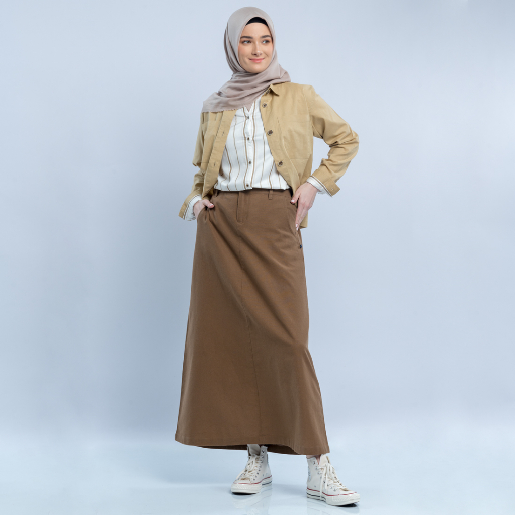 Flamoush Vincen Brown Skirt Wanita