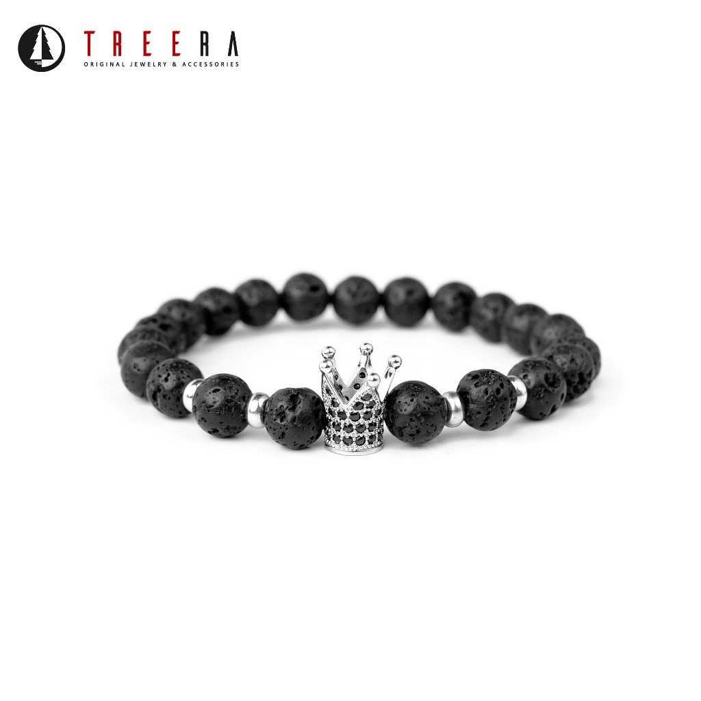 Treera Lava Crown Gelang Batu Alam Asli Pria Premium Original