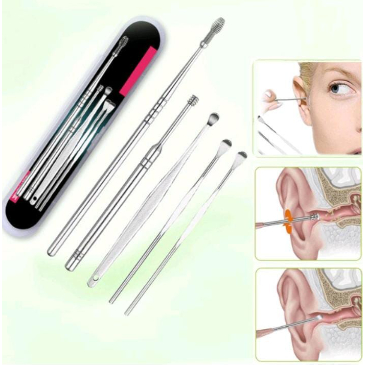 Alat Pembersih Telinga Set 5 in 1 Bahan Stainless Ear Wax Picker