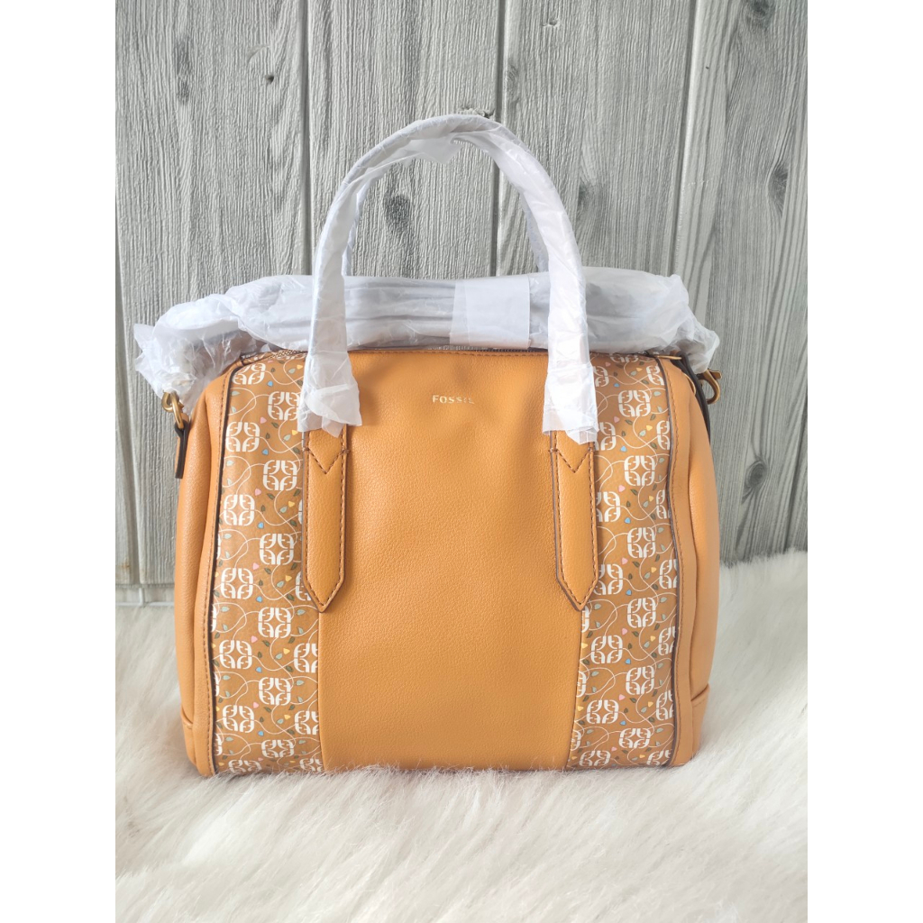 Tas branded ori sydney satchel leather light brown floral multi