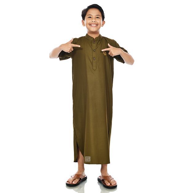 JUBAH GAMIS ANAK LAKI LAKI TOYOBO PREMIUM OLIVE/JUBAH ANAK/KOKO GAMIS ANAK/BAJU MUSLIM ANAK PREMIUM/