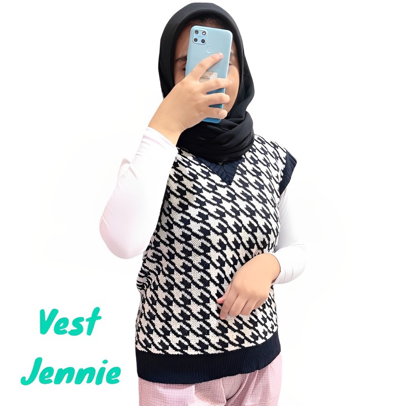 HOUNDSTOOTH VEST / JENNIE VEST RAJUT / ROMPI KOREA