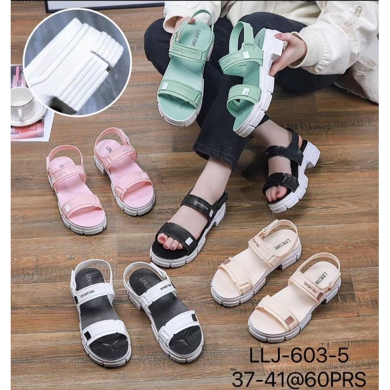 Sandal wanita import  tali belakang Velcro 603