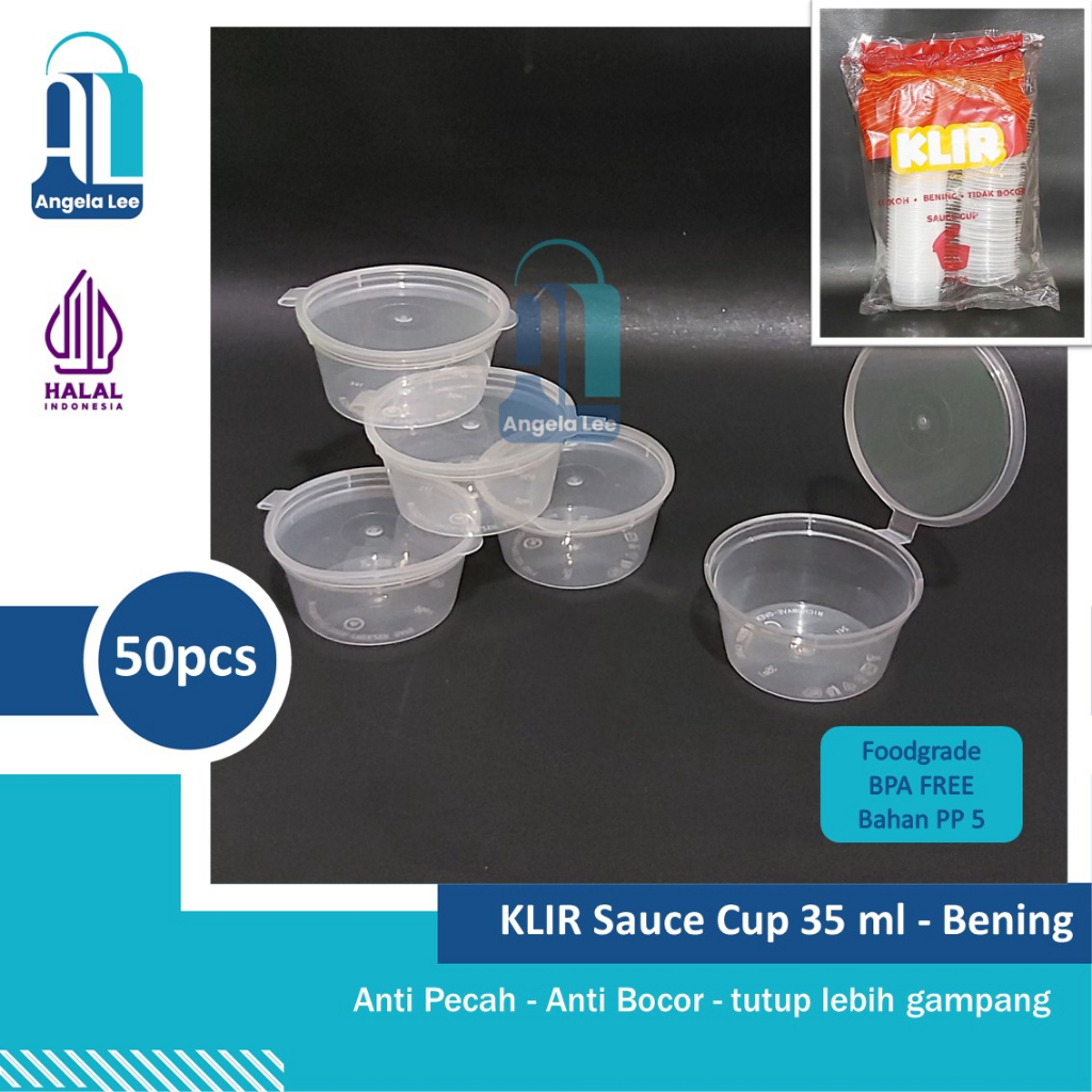 KLIR Sauce Cup Tempat Saus Sambal Thinwall Cup Plastik 25/35/60ml 50pcs Anti Pecah Bocor