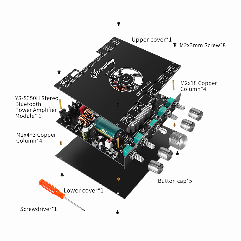 【 YS-S350H】Dengan APP Digital Power Amplifier Board Modul 220W * 2 350W Subwoofer Card 2.1 Channel Stereo Sound