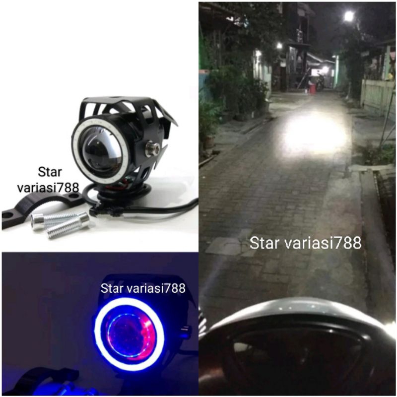 Lampu Tembak Sorot LED Cree Transformers U7 Mini AE DE biru merah waterproof