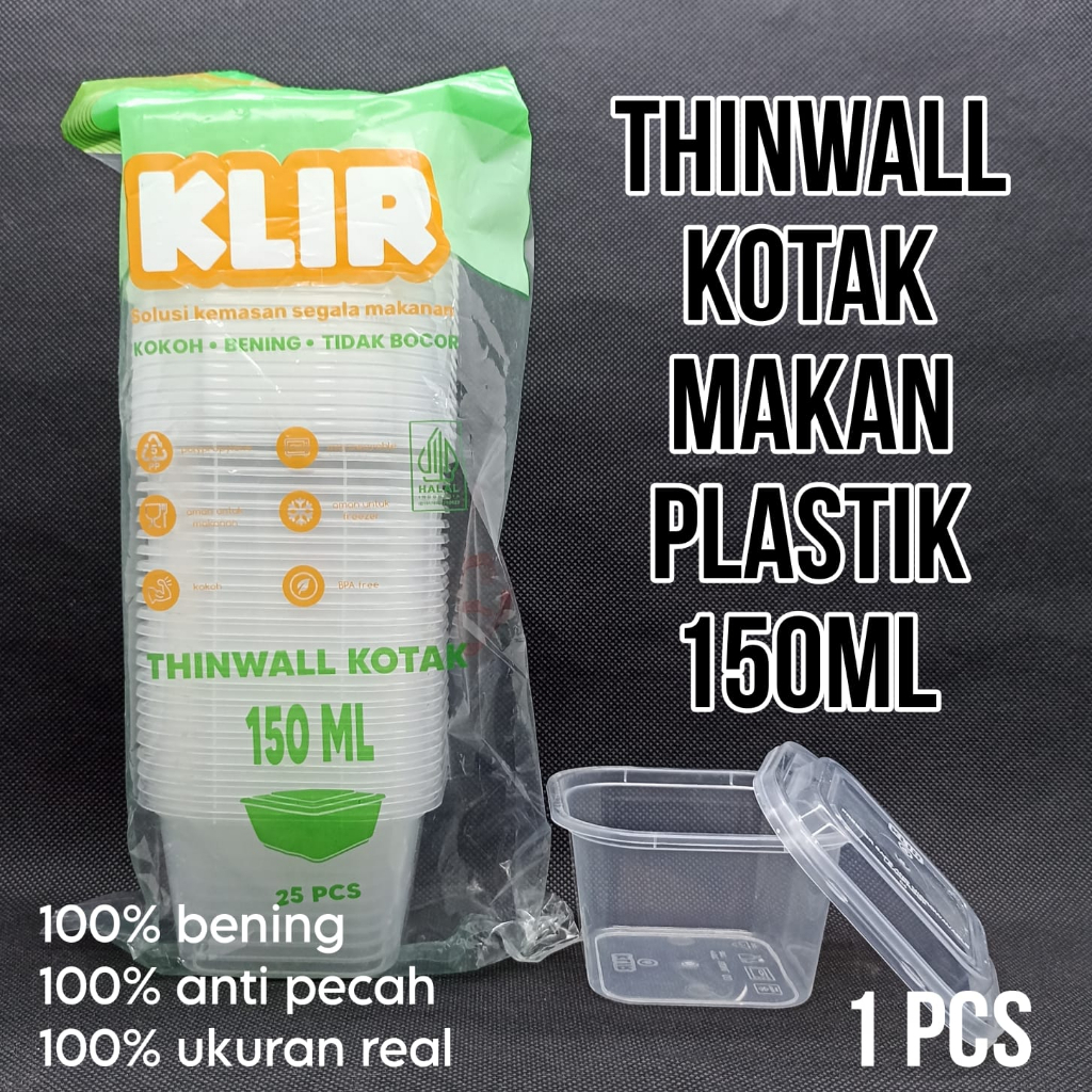 THINWALL PERSEGI SQUARE FOOD CONTAINER TAKE AWAY BOX MICROWAVE 150ML