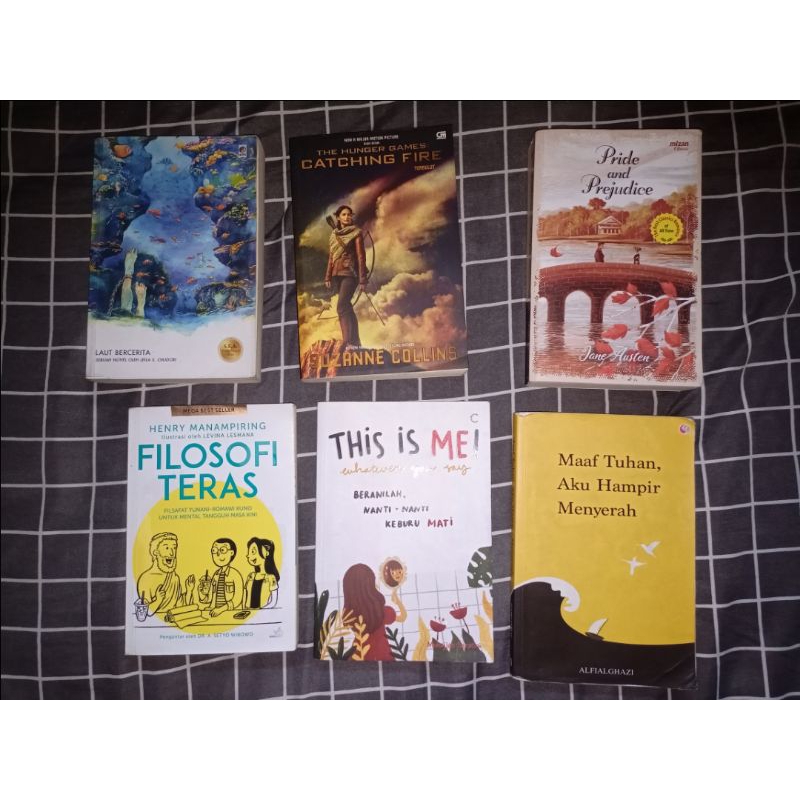 PRELOVED Novel Bekas Filosofi teras, Laut bercerita, Konspirasi alam semesta, I wanna eat