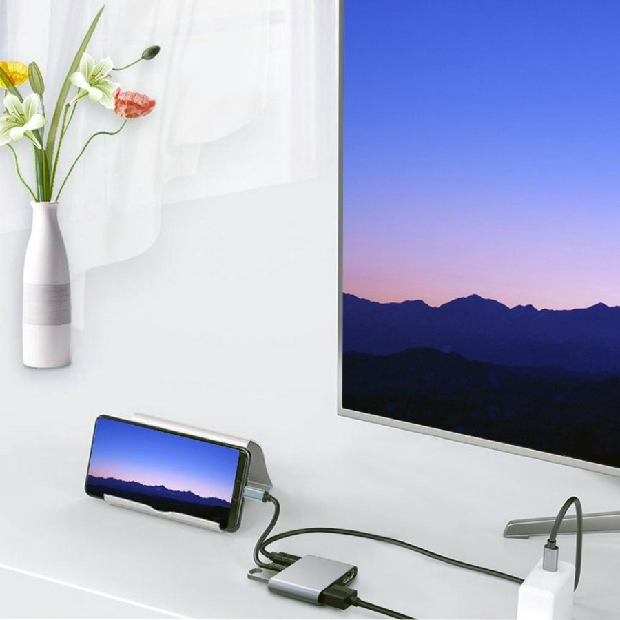 Thunderbolt Usb3.1 Type-c to dual hdtv usb-A 3.0 pd netline mst 4in1 hub 4k 60hz 5A 100w 5Gbps
