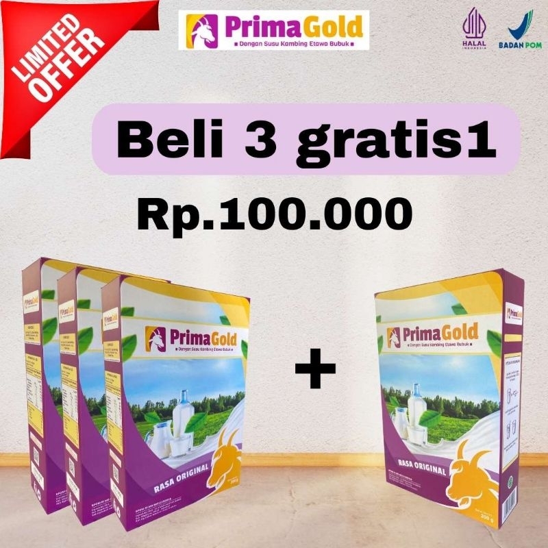 

4 box Prima Gold Susu Kambing Etawa Bubuk Original Murah Baik Untuk Kesehatan Jantung Mengobati Penyakit Pernapasan Meningkatkan Antibodi Membantu Perbaiki Tulang Kropos