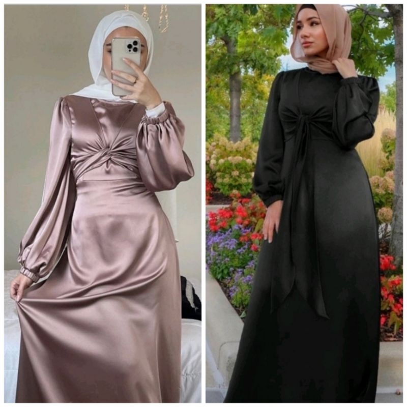 Wrap Dress Gamis Pesta Dress Wisuda Dress Hijab Dress Pesta Baju Pesta Dress Ikat Dress Satin Gamis 