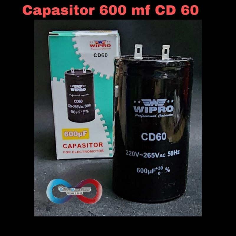 Capasitor Starting 600 mf CD 60 Wipro Capasitor Star