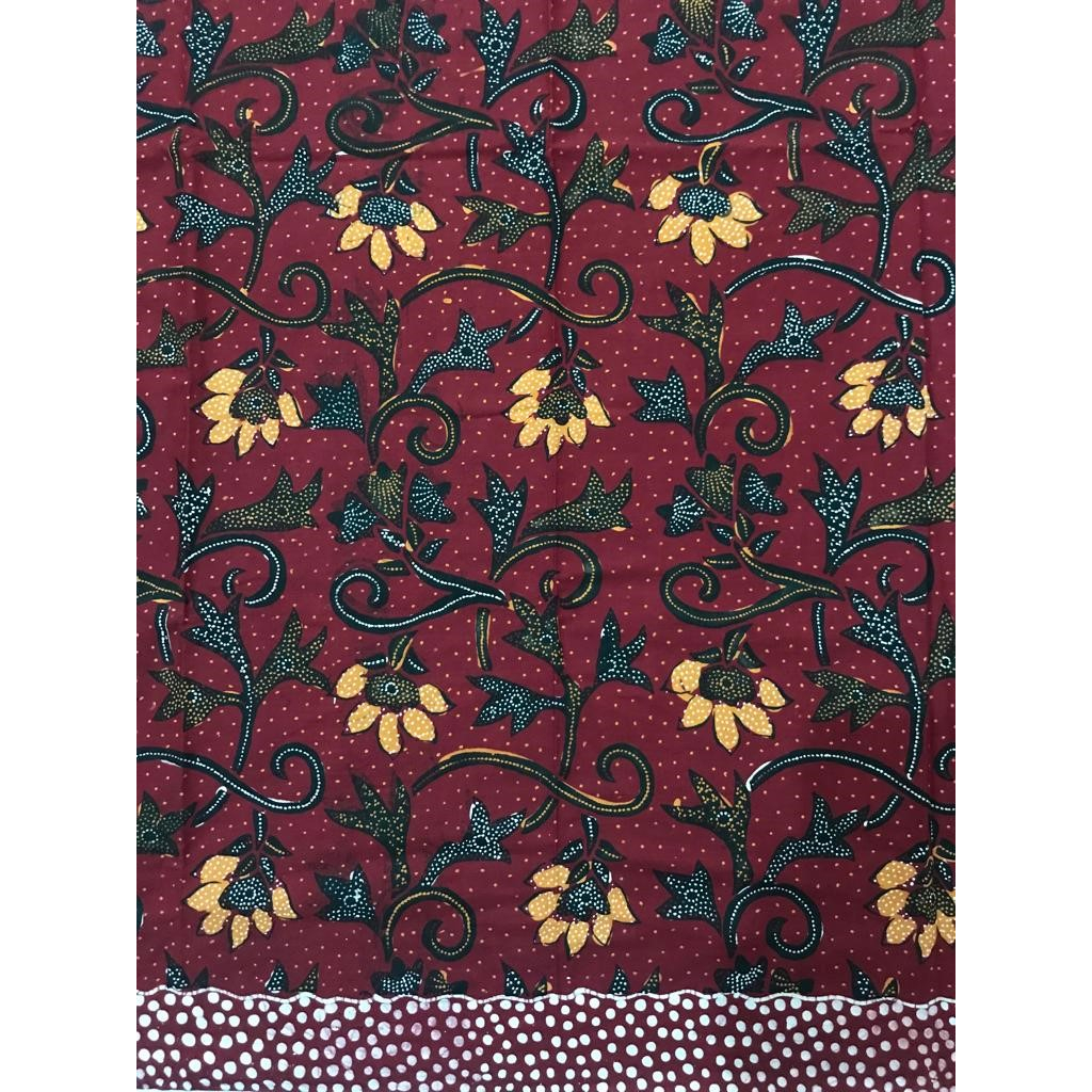 Kain Batik Tulis Asli Motif Kebumen Bahan Katun Primisima Kembang Merah