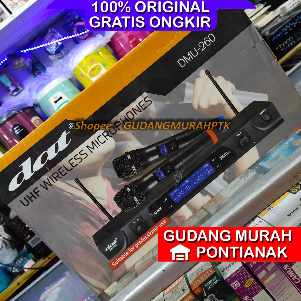 Mic Wireless DAT DMU 260 Dual Channels UHF KUALITAS ATAS SUARA BERSIH DAN AWET