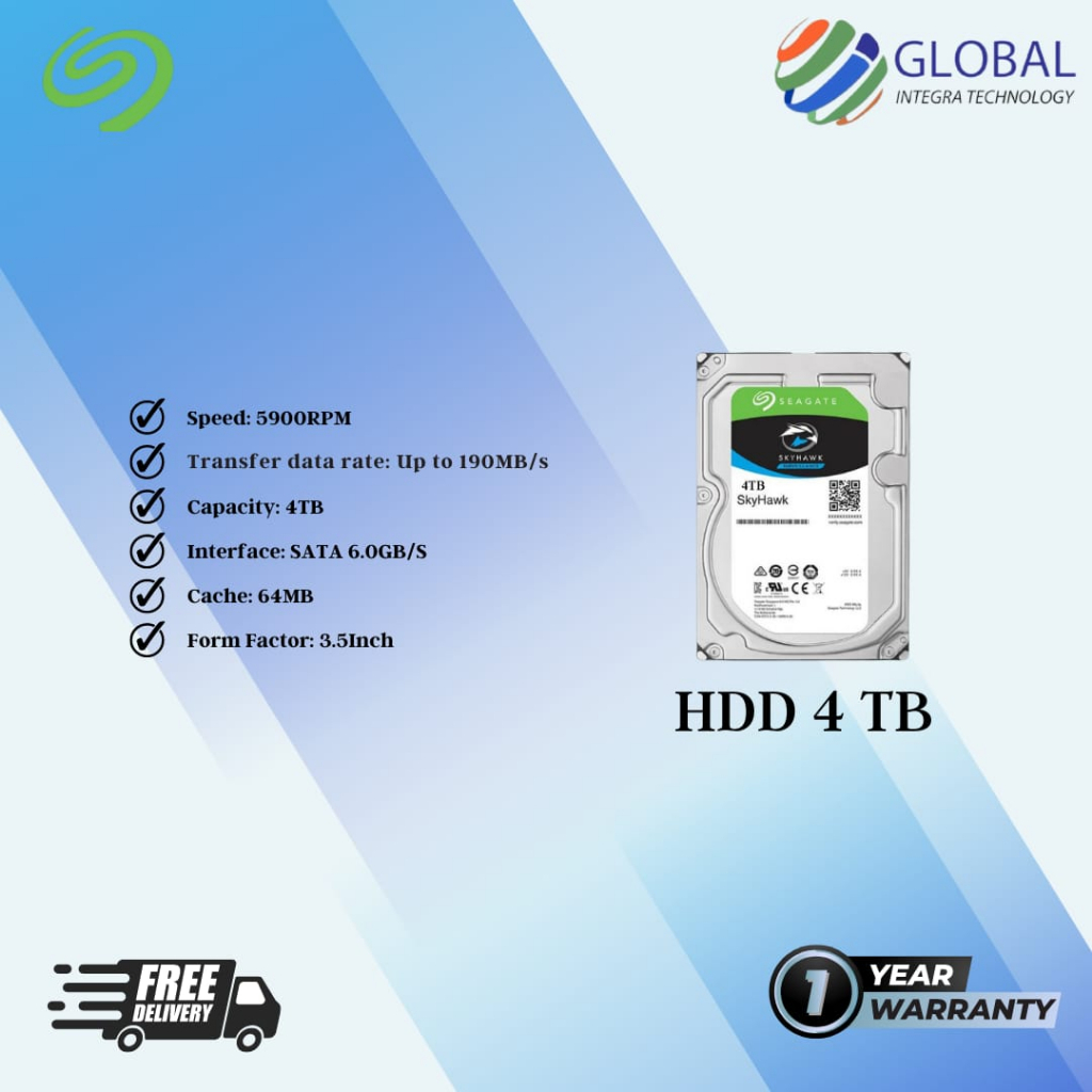 HARDDISK SEAGATE SKYHAWK 4TB | HARDDISK INTERNAL NVR DVR CCTV 4TB