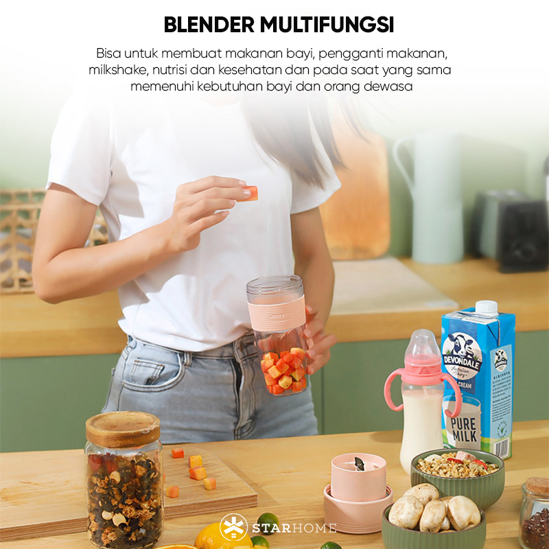 Mini Blender Portable StarHome Juicer Mini Kapasitas 300 ml Gelas Tritan Portable Blender Buah Fruit Cup G0309