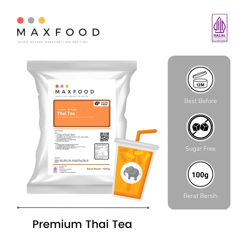 

Premium No Sugar - Thai Tea / Bubuk Minuman Thai Tea Tanpa Gula 100 GR