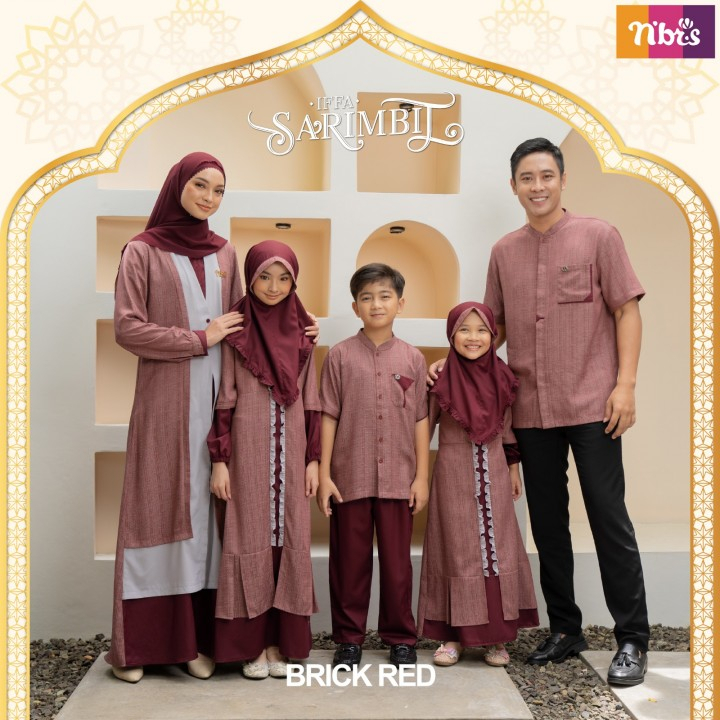 BISA COD - NIBRAS SARIMBIT IFFA BRICK RED TERBARU FASHION MUSLIM SARIMBIT COUPLE