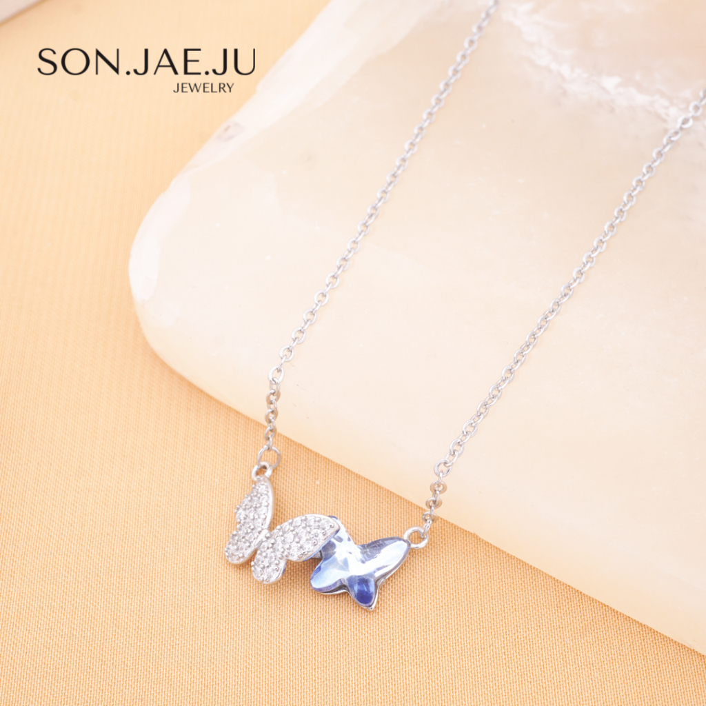 Asteria Blue Butterfly Necklace - 925 sterling silver