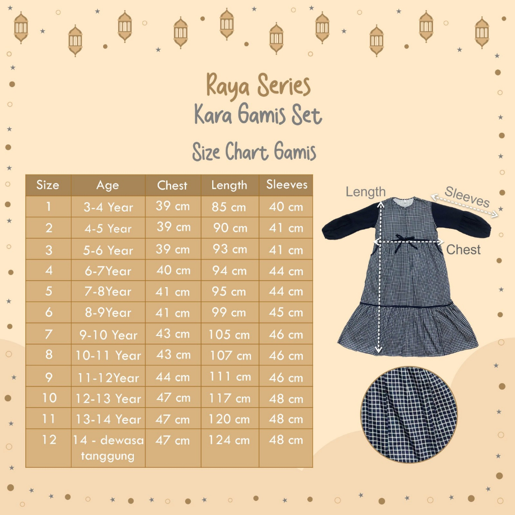 Kara Gamis Set (usia 3thn - dewasa)