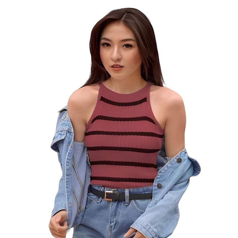 Feidora Crop T8ee Tanktop Wanita Rajutan Tank top Knit