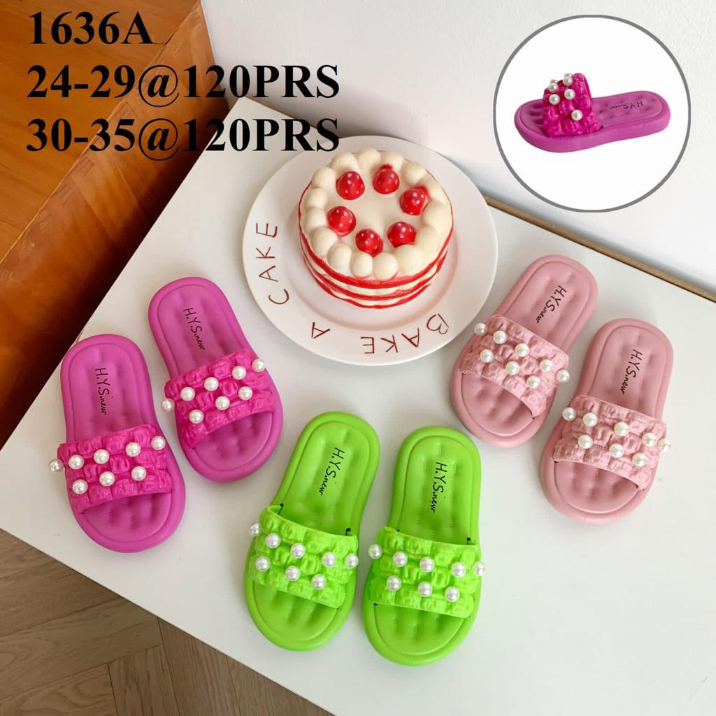 Sandal Anak Perempuan Flat Rubber Mutiara Import Size 24-35 Winola Collection WNL 1636A+1