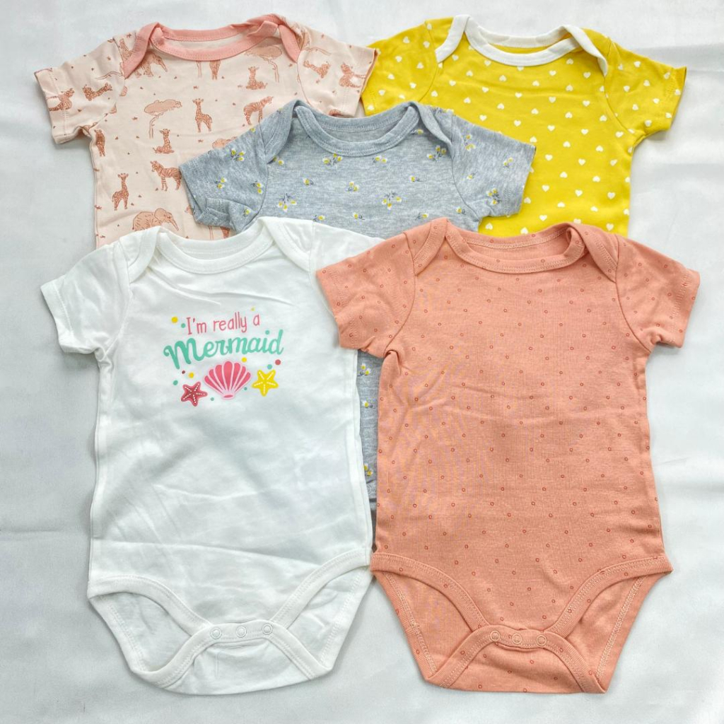 JUMPER SET - 5in1 lengan pendek 0-9 bulan baju bayi jumpsuit baby romper segitiga import premium