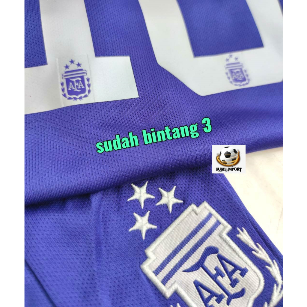 Jersey Baju Bola Anak Argentina Away Kids World Cup Piala Dunia 2022 Fullset Satu Set Grade Ori