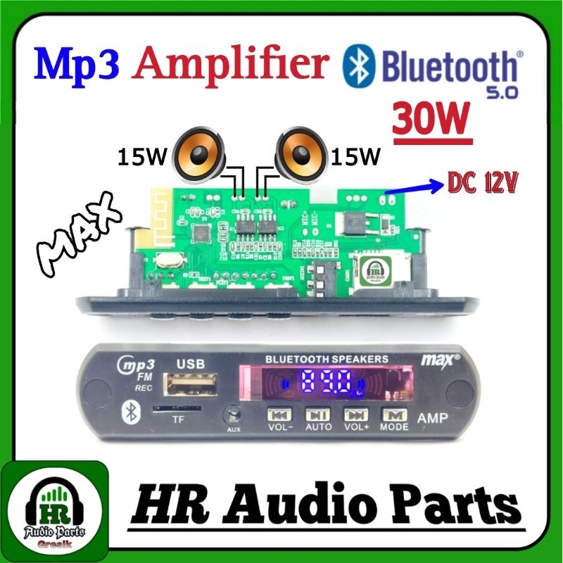 Mp3 Bluetooth 5.0 Amplifier 2x 15W MAX USB TF Radio FM Record Decoder 30W