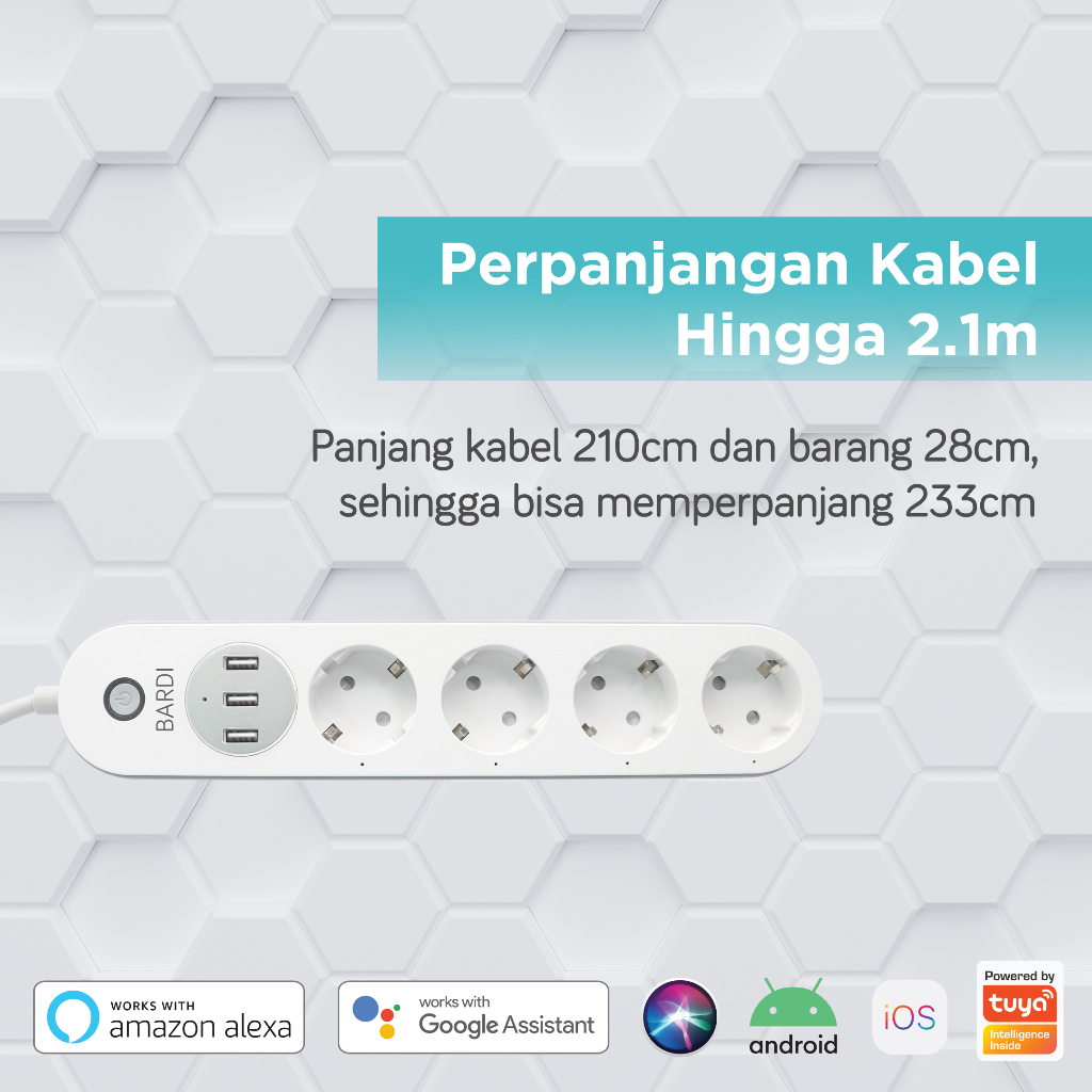 BARDI Smart Extension Power Strip Wifi Stop Kontak Socket Colokan Wireless Pintar IoT Tuya