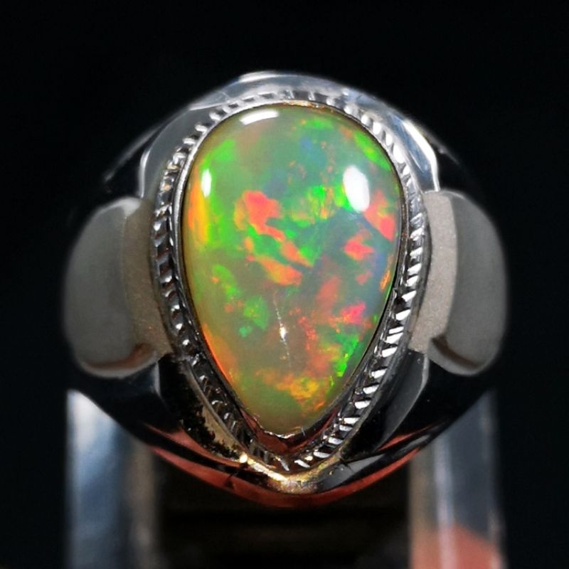 BATU KALIMAYA SUSU CRYSTAL ASLI NATURAL TOP JARONG RING MONEL