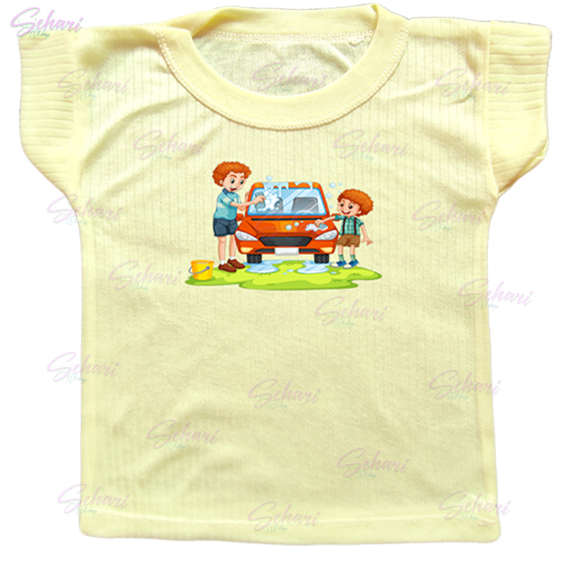 6 pcs kaos oblong bayi 6-12 bulan dengan motif mobil