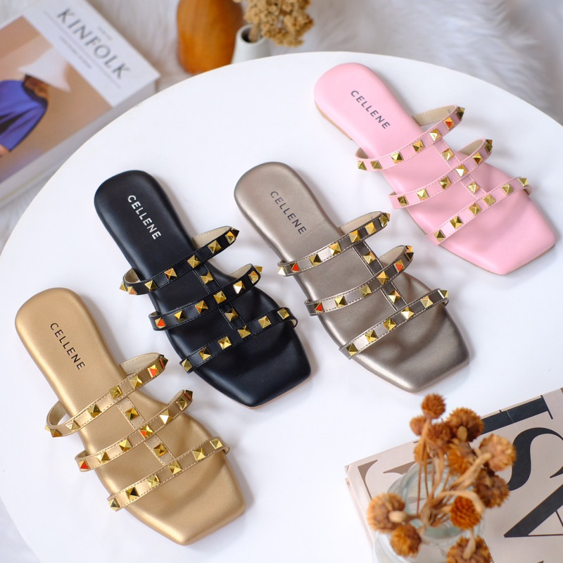 CELLENE Studs Sandal / flat sandal teplek wanita