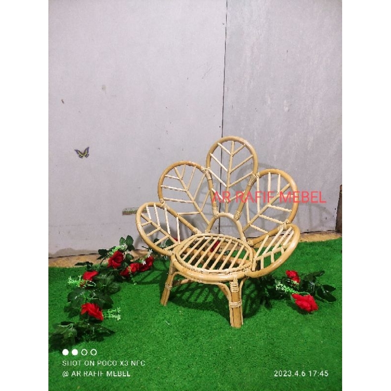 kursi property bayi / kursi property rattan / kursi properti bayi rotan bentuk bunga