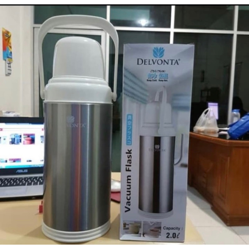 TERMOS AIR PANAS DELVONTA VACUUM FLASK 2LITER / TERMOS AIR PANAS / TERMOS AIR DINGIN DELVONTA