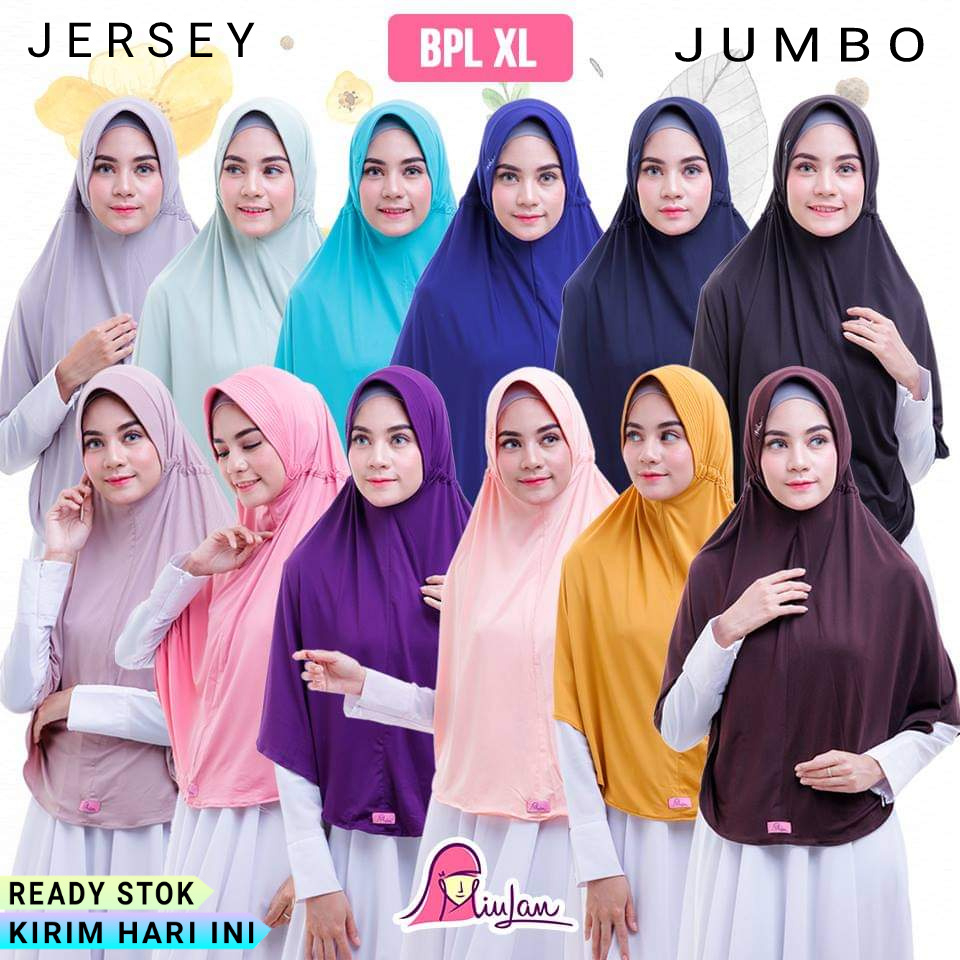 TERMURAH MIULAN BPL XL JUMBO HIJAB JERSEY PREMIUM TALI JILBAB OLAHRAGA KHIMAR INSTANT / W / READY GR