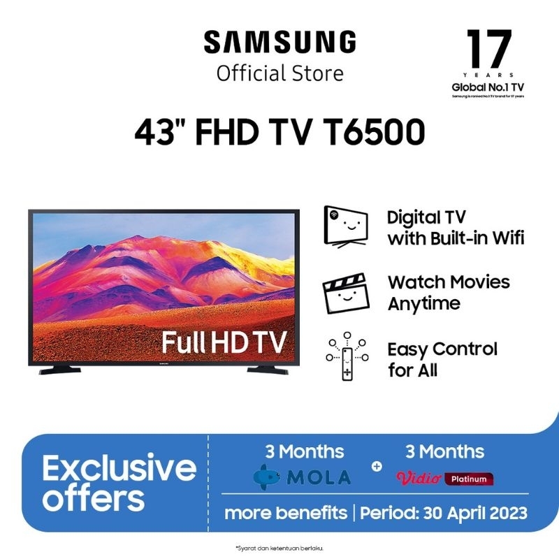 TV SAMSUNG 43 INCH SMART DIGITAL TV LED UA43T6500AK UA43T6500