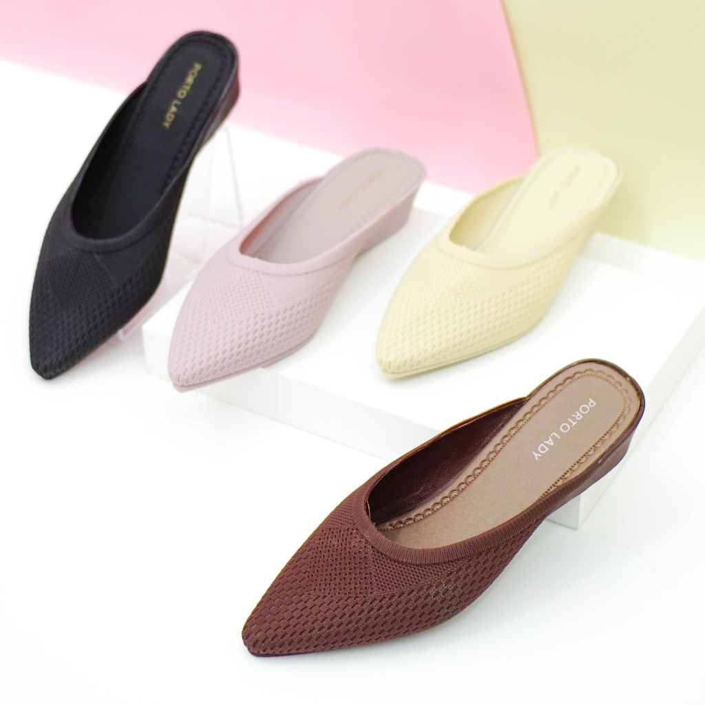 DTB - Porto Leveling Sepatu Kantor Wanita Wedges Heels 5CM Selop Casual Anti Slip Nyaman Porto Lady
